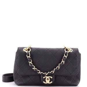 Chanel Small City Walk Flap Bag Quilted Caviar